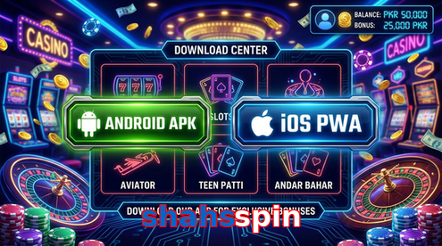 Main screen of Shahsspin download page for PK players